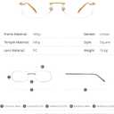HEPIDEM Vintage Style Rimless Rectangular Metal Eyeglasses for Men,New Frameless Square Optical Glasses Frame