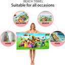 Mario Beach Towel 30"x60", Soft Absorbent Bath Towel, Cartoon Mario Pool Towel for Beach and Bathroom
