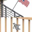 NO Drilling FlagPole Bracket For Horizontal or Vertical Railing | Aluminum Flag Pole Holder For Square or Round Railing, Wall - Two Installation Methods - Rust Free Bracket, for 1" Diameter flagpole