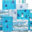 Boy Christmas Wrapping Paper Folded Sheets,Blue White Winter Xmas Wrapping Paper Christmas Paper Set for Boys Teen Men Kids Children,Papel de Regalo Navidad 4 Style Snowflake Deer Snoman Gift Wrap Holiday Gift Wrapper Paper with Gift Tag Ribbion for New Year Present