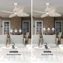 52“ Leaf Ceiling Fans with Lights, (Rustic White Gold) | 3-color Dimmable LED, 4 Palm Leaf Blades, 6 Speeds, DC Reversible Motor, Coastal Tropical Style for Indoor or Outdoor