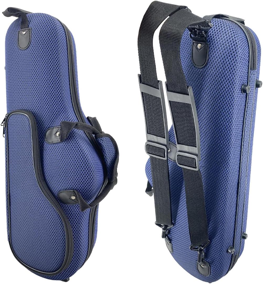 Alto Saxophone Case, Professional Nylon with Backpack Straps, Lightweight Durable Tenor for Alto Sax, Accessories Storage (blue)