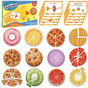 Aizweb Magnetic Fraction Tiles & Circles, Bars,Math Manipulatives, Fraction Manipulatives for 2nd, 3rd, 4th, 5th Grade Elementary Teachers Classroom Whiteboard Teaching Homeschool Supplies