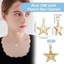Beebeecraft 1 Box 10Pcs Golden Star Charms Bulk Real 18K Gold Plated Brass Metal Five Pointed Stars Shaped Mini Dangle Pendant Charm for Jewelry Making Pendants Necklace Bracelet DIY Crafts Supplies