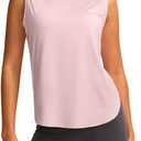 YYV Women's Workout Tank Tops Lightweight Sleeveless Workout Tops Loose Fit Yoga Athletic Running Shirts (Pink, L)