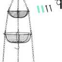 HULISEN 3 Tier Hanging Fruit Basket with Banana Hook, 36-Inch Heavy-Duty Wire Hanging Baskets for Kitchen Storage, Vegetable Produce Organizer (Including Installation Bracket)