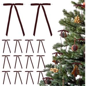 AIMUDI Burgundy Christmas Tree Bows 4.5" x 7" Wreath Bows Velvet Bows for Holiday Crafts, Garlands, Staircase, Home Outdoor Winter Christmas Decorations, 24 PCs