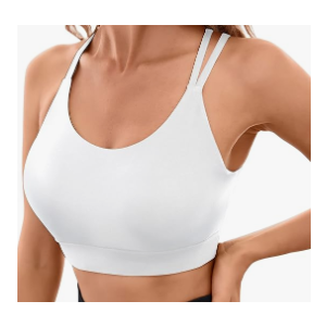Womens Sports Bras High Support Yoga Bra Criss Cross Back Workout Tank Tops, White, Medium