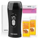 Digital Honey Wax Kit for Women's Hair Removal - Roll On Warmer with 2 Cartridges and 100 Wax Strips (Black)