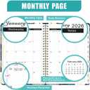 2026 Planner Weekly and Monthly Agenda Notebook, 6" X 8" Spiral Hardcover Daily Planner Calendar with Tab, Bookmarker, Elastic Band and Back Pocket, Office Supplies for Women Blue Floarl
