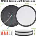 hykolity 16 inch Dimmable LED Flush Mount Ceiling Light, Oil Rubbed Bronze, 36W, 2200LM, 2.7/3/3.5/4K/5K Adjustbale, 120Light Angle, CRI90, Ceiling Lamp for Bedroom, Kitchen, Office,ETL Listed