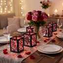 Retisee 24 Pcs Valentine's Day Decorations Paper Lanterns Craft Kits Valentine's Day Candles Holders Paper Boxes Lanterns DIY Craft Kits for Home Decorations Art Project