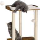 FourFurPets 26.7in Large Cat Tree Tower Condo, Cat Scratch Posts for Indoor Cats, Big Plate, Three 23.6in Full Sisal Scratching Posts, Rustic Brown