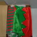 Syhood 5 Pcs Women Christmas Elf Costume Set Santa's Helper Costume Elf Outfit Velvet Dress Hat Shoes Belt Striped Stocking(S, Vivid, Green)