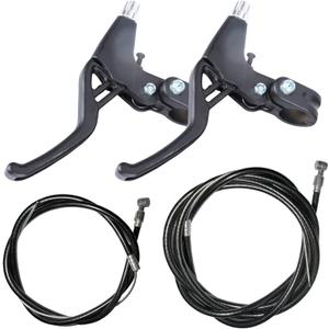 Lomodo 4 Pieces Bicycle Brake Accessories Including 2 Pack V-Brake Handlebar Aluminium Alloy Brake Levers (2.2 cm in Diameter) and 2 Pack Brake Wire for Mountain/Road/MTB Bike (Black)