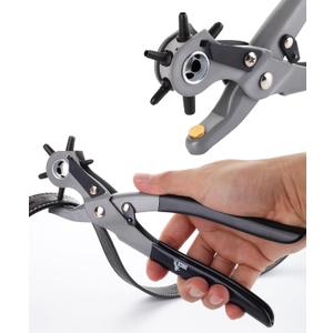 UNCO- Leather Hole Punch Tool, Multi Hole Sizes for Belts and Leather (Black)