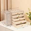 Greenfeather Jewelry Organizer with 7 Removable Drawers, Clear Acrylic Jewelry Box with 16 Necklace Hooks 48 Pairs of Earring Holes 5 Velvet-Lined Drawers for Rings Bracelets Necklaces