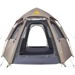 Camping Tent with Instant Setup, 2/3 Person Weatherproof Tent Easy Quick Set Up in 60 Seconds with Rainfly Backpack Tent for Family Camping & Hiking, Upgraded Ventilation,Center Height 66-inch (Khaki)