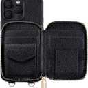 Crossbody Zipper Wallet Phone Case for iPhone 14 Pro Max, Premium Vegan Leather RFID Blocking Card Slot Holder Case with Removable Crossbody/Wrist Strap-Black