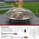 Fire Pit Spark Screen,22 Inch Fire Pit Screen Cover Stainless Steel Outdoor with Handle&Poker,Firepit Screens Cover Round Mesh Lid Heavy-Duty Steel Replacement for Backyard/Beach/RV Camping