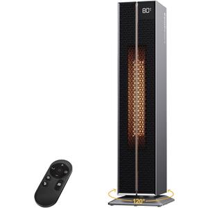 Electric Heaters for Indoor Use, 32 Space Heater Large Room with Remote, 120 Oscillation, 5 Heat Levels, 3 Modes, Multiple Safety Protections, 1500W Ceramic Tower Heater for Bedroom, Silver