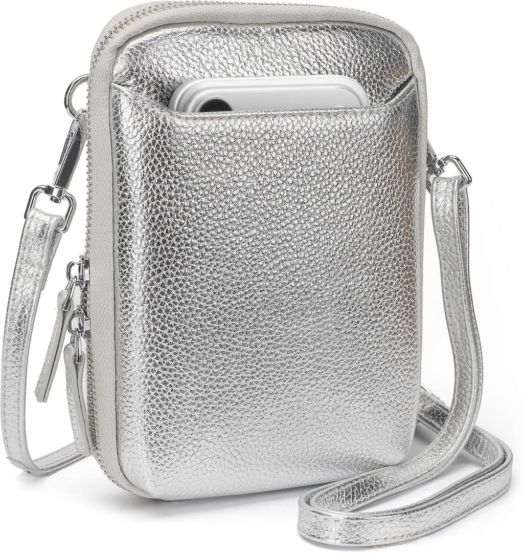 befen Genuine Leather Crossbody Cell Phone Purse for Women, Small Zip Around RFID Blocking Crossbody Wallet Bags
