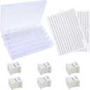 Embroidery Floss Organizer Box - 36 Compartments with 120 Hard Floss Bobbins and 2 Pieces 459 Color Number Stickers