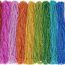 SHAOQINLIN 144 PCS Mardi Gras Beads Necklaces, 33'' Colorful Christmas Necklace Party Beads Round Beaded Necklaces for Mardi Gras, Christmas, Carnival Party Favor in 12 Colors