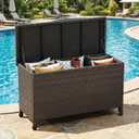 GarveeHome 185 Gallon Wicker Deck Box, All-Weather Outdoor Storage Bin with Rattan Finish, Large Capacity for Patio Furniture, Cushions, Pool Supplies & Garden Tools