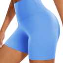 High Waisted Buttery Soft Biker Shorts for Women Tummy Control Stretch, Gentle Compression,Spandex,Workout,Running,Gym,Yoga,Athletic Activewear,Under Dress (Blue, M)