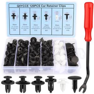 QIIYCCE 120PCS Car Clips & Plastic Rivets - 6 Popular Sizes, Fits Bumpers, Fenders & Most Car Models, Ideal for Body Fixing & Replacement