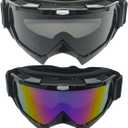 2 Pack Motorcycle Dirt Bike Goggles for Men Women, MX UTV Racing Riding Windproof Dustproof Goggles, Off Road Goggle (Black Frame Colored Lens and Black Frame Gray Lens)
