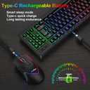 BlueFinger Wireless Keyboard and Mouse Combo, Long Lasting Rechargeable Battery 87 Keys RGB Rainbow Backlit Gaming Keyboard & Ergonomic Light Up Gaming Mouse for Mac Laptop Computer PC Gamer