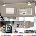 Left & Right Sun Visor with Light for 2008-2013 Toyota Highlander, Driver & Passenger Side Beige Sunvisor Replacement 74320-48500-B0 74320-0E050-B0