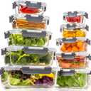 coccot Glass Food Storage Containers with Lids Airtight, Glass Meal Prep Containers for Lunch Food, Container Set, Easy to Open& Close/Microwave,Oven,Freezer,Dishwasher Safe/Leak-Proof20 Pieces (clear)