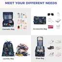 BAGAIL 8 Set Packing Cubes Luggage Packing Organizers for Travel Accessories-Navy Leaf
