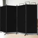 Room Dividers Folding Privacy Screens 4 Panel Partition Screen Steel Frame& Frabic Office Partition for Home Office Dorm Decor Black