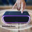 DOSS SoundBox Pro Bluetooth Speaker, 20W Stereo Sound, Active Extra Bass, 20H Playtime, Multi-Colors Lights, TWS Pairing, IPX6 Waterproof for Garden, Hiking, Camping, Outdoor, Party-Black