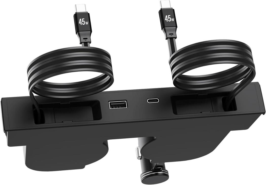 USB HUB for Tesla New Model Y Juniper & Model 3 HighlandHidden Docking Station DesignTesla Model 3 (2024 2025 2026)/New Model Y Juniper Accessories for Phone Charger 2 Type-C Fast Charging Cables