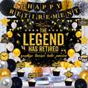 Retirement Party Decorations Men Women, Black Gold Happy Retirement Decorations, Happy RetIrement Banner, Retired Backdrop, Balloons, Pompoms, Hanging Swirls, Retired Cards, Cake Toppers Set 54pcs