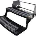 Lippert Radius 24" Double Manual RV Step Assembly, 8" Rise, 300 lbs. Anti-Slip Steps, Compact One-Hand Expand or Collapse, Black Powder Coat, Travel Trailers, 5th Wheels, Campers - 432682