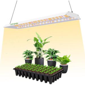 Full Spectrum Grow Lights for Indoor Plants 60W LED Grow Lights for Seed Starting 4/8/12H Timer and 10 Dimming Levels Height Adjustable and Energy Efficient for Seedling Veg Bloom All Growth Stages (White)