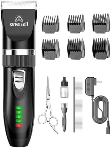 oneisall Quiet Cat Clippers for Matted & Long Hair, 2-Speed Cordless Pet Shaver Grooming Kit for Cats, Small Dogs & Animals (Black)