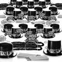 Windy City Novelties New Years Eve 2025-250 Piece 100 Guest kit - Silver and Gold with top Hats, Tiaras, Leis, Horns, & Bead Necklaces - All The kit Supplies Your Guests Need in Bulk