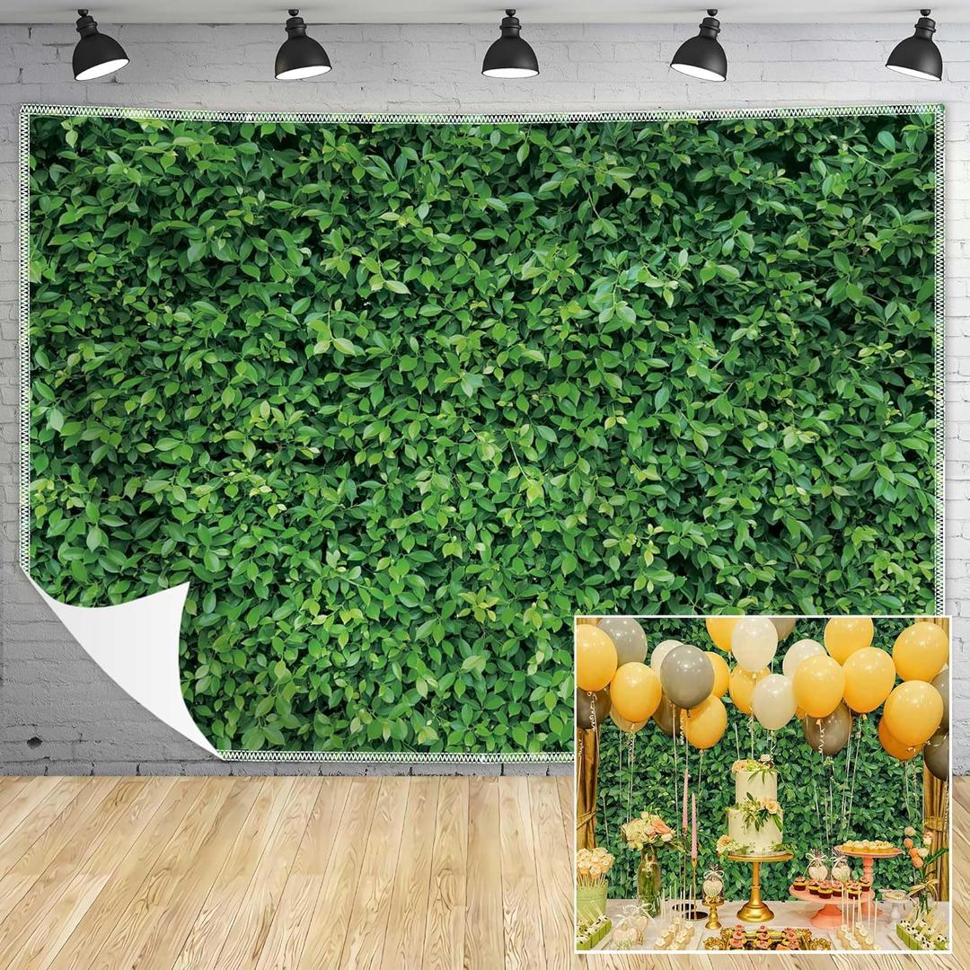 Green Leaves Backdrop - Nature Greenery Polyester Photography Background for Birthday Wedding Decor Soft Fabric Wall Banner | Baby Shower, Safari, Dinosaur Theme Photo Booth(8x6ft)