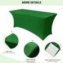Obstal 8Ft Stretch Spandex Table Cover for Standard Folding Tables - 2 Pack Universal Rectangular Fitted Tablecloth for Party, Banquet, Events, Trade Show (Emerald Green, 96L x 30W x 30H Inches)