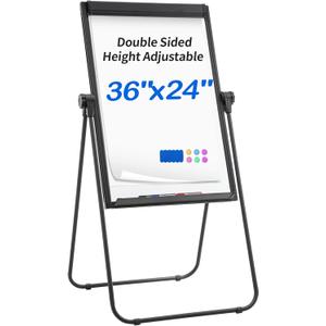 U-Stand Whiteboard Easel-36x24 inches Double Sided Magnetic Dry Erase Board Easel, Height Adjustable & 360 Degree Rotating White Board, Black