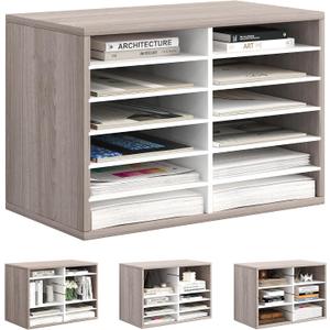 Alpeir Classroom Mailbox 12 Slots with Removable Shelves, Retro Grey/White