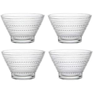 WAIT FLY Vintage Embossed Glass Dessert Bowl Ice Cream Bowl Snack Bowls Salad Bowl Fruit Bowl 15 OZ Serving Bowls for Kitchen-A-5.0 Inch