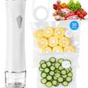 Vacuum Sealer for Food with Visible Tank, Handheld Vacuum Sealer Machine with 30 Reusable Bags for 5X Longer Freshness, Wireless & Portable, White